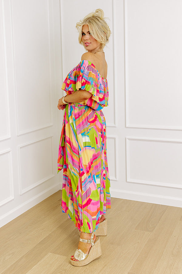 Antigua Vacay Pleated Midi Curves Image - 4