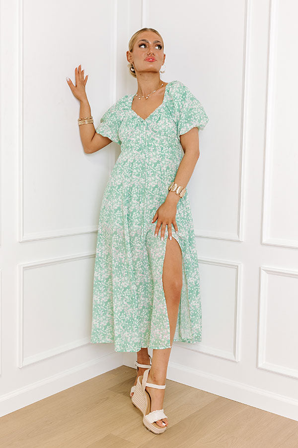 Whimsical Daydream Floral Midi in Seaglass Image - 3