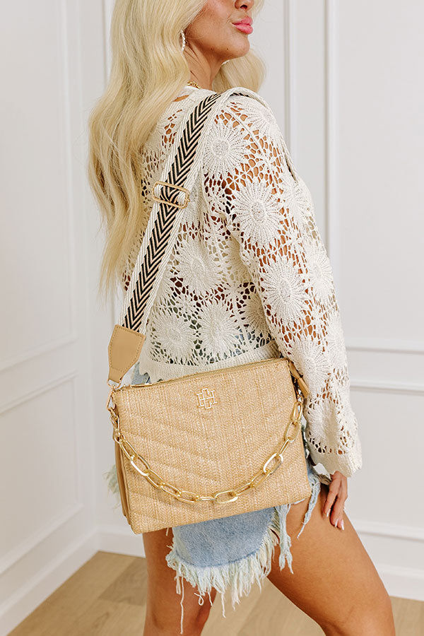 Midsummer Night's Raffia Woven Crossbody in Natural