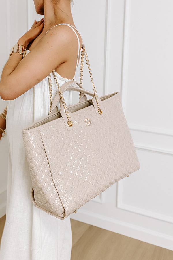 Trip of a Lifetime Patent Quilted Tote in Natural Image - 1