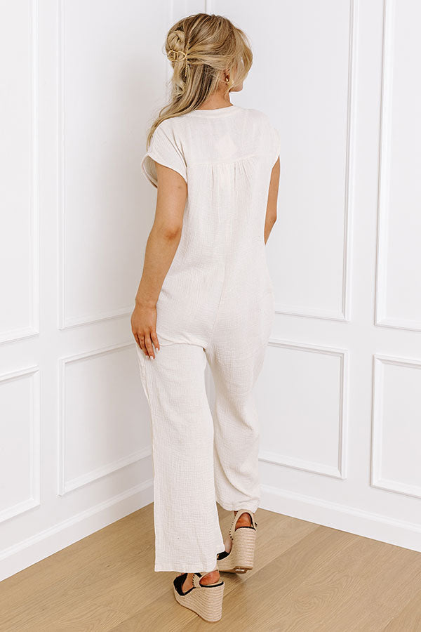 Coastal Travels Jumpsuit in Cream Image - 4