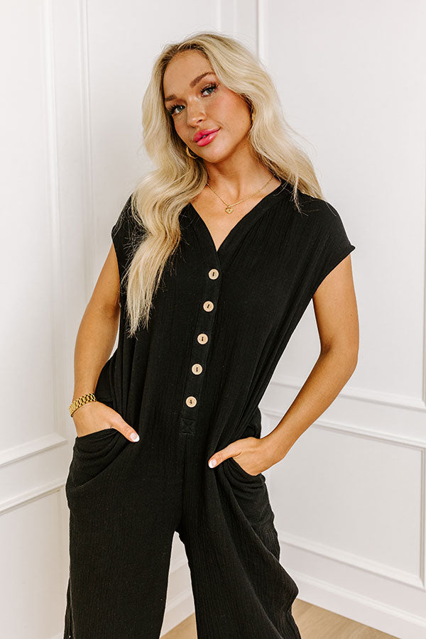 Coastal Travels Jumpsuit in Black Image - 2