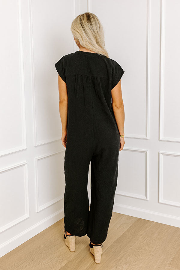 Coastal Travels Jumpsuit in Black Image - 4