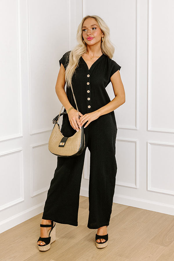 Coastal Travels Jumpsuit in Black Image - 5