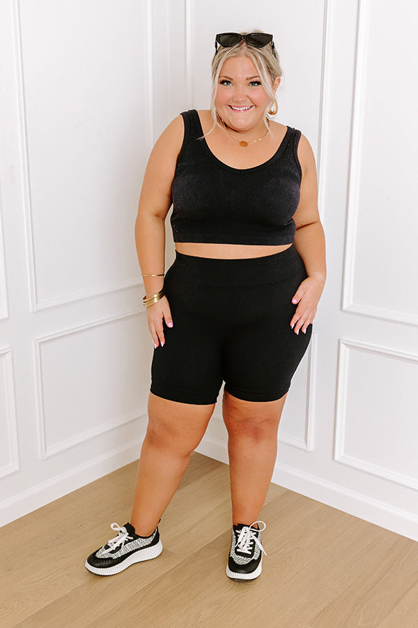 Trailside Cutie High Waist Ribbed Biker Shorts Curves Image - 5