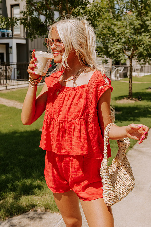 Americana Attire Babydoll Top in Red