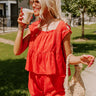 Americana Attire Babydoll Top in Red Image - 1