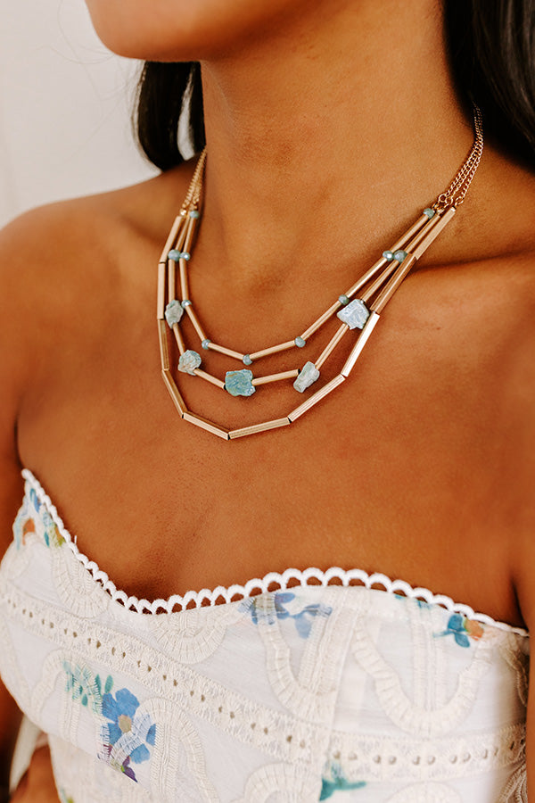 Cherished Moment Layered Necklace in Mint Image - 3