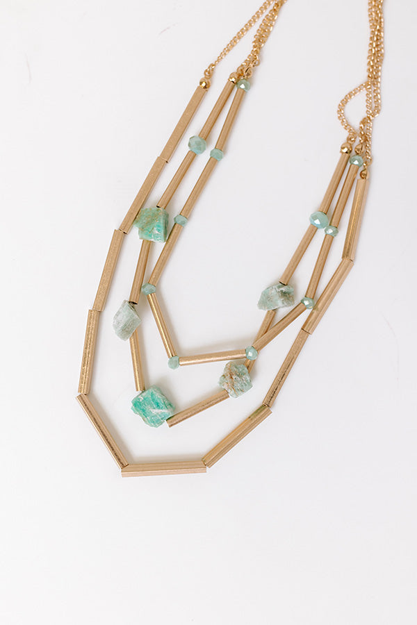 Cherished Moment Layered Necklace in Mint Image - 1