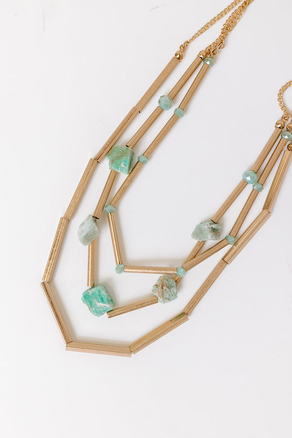 Cherished Moment Layered Necklace in Mint Image - 2