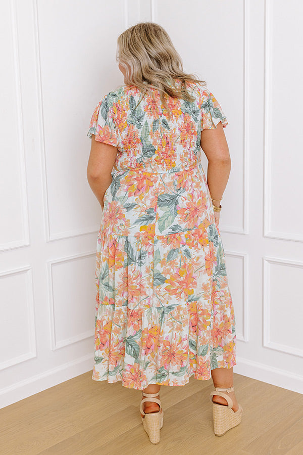 Sunny Sangria Floral Midi Dress in Mint Curves Image - 5