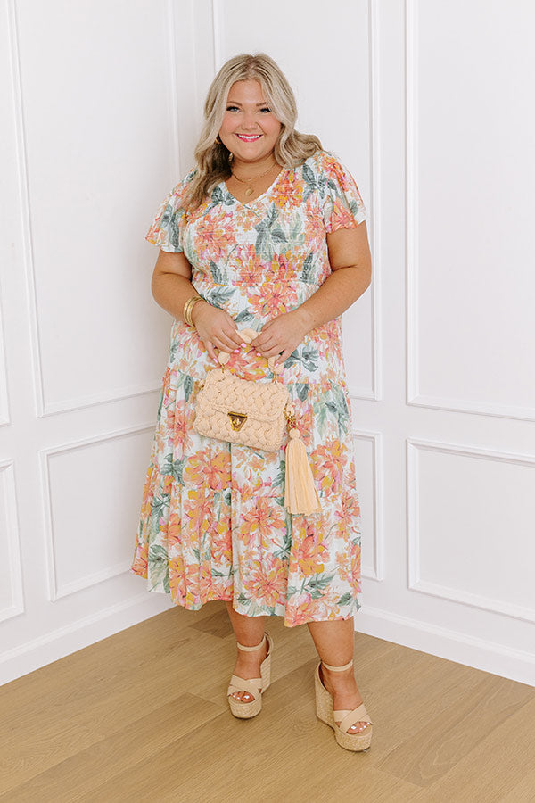 Sunny Sangria Floral Midi Dress in Mint Curves Image - 4