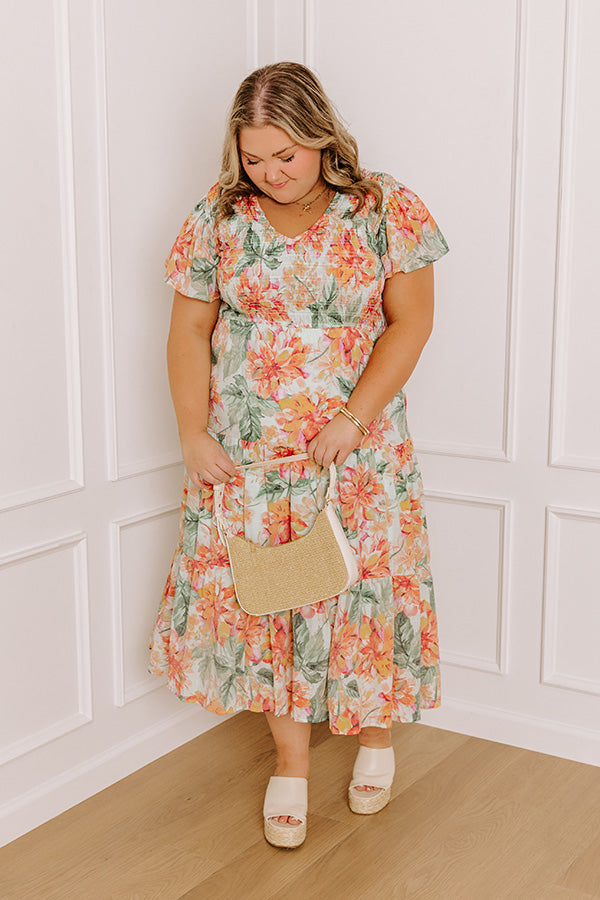 Sunny Sangria Floral Midi Dress in Mint Curves Image - 2