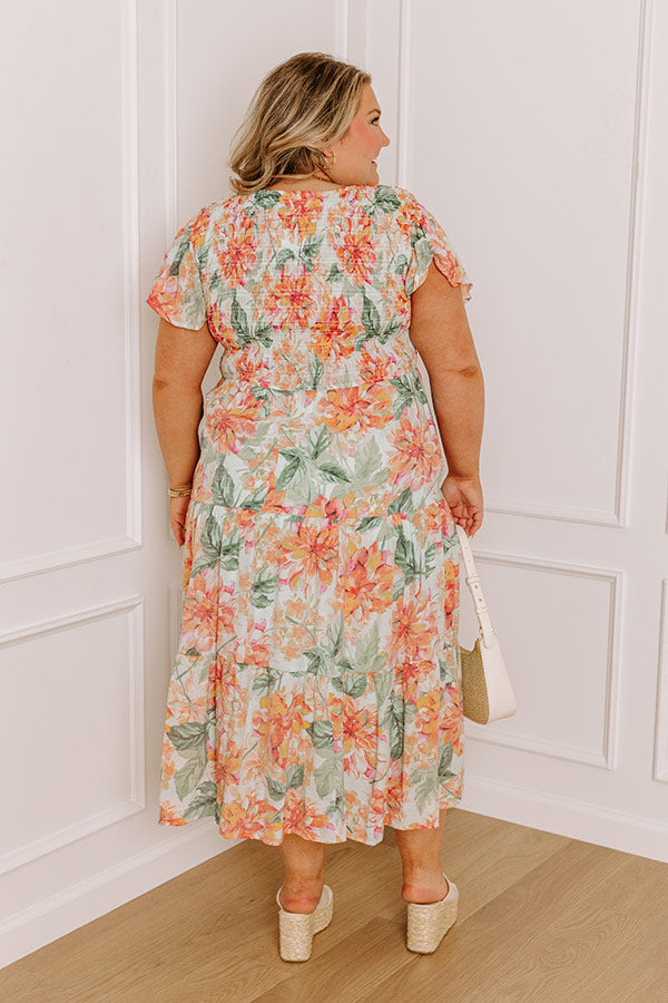 Sunny Sangria Floral Midi Dress in Mint Curves Image - 3