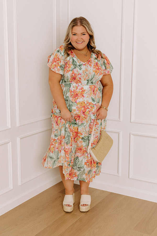 Sunny Sangria Floral Midi Dress in Mint Curves Image - 1