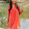 Backyard BBQ Chambray Mini Dress in Red Image - 1