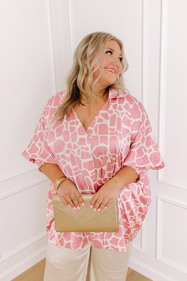 Martinis and Chit Chat Satin Top in Blush Curves Image - 1