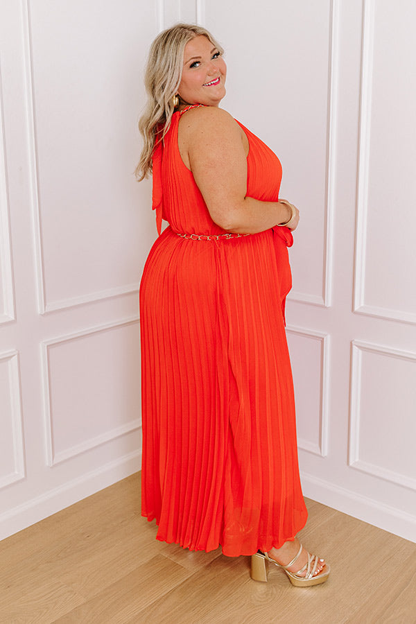 VIP Party Pleated Maxi Dress in Red Curves Image - 4