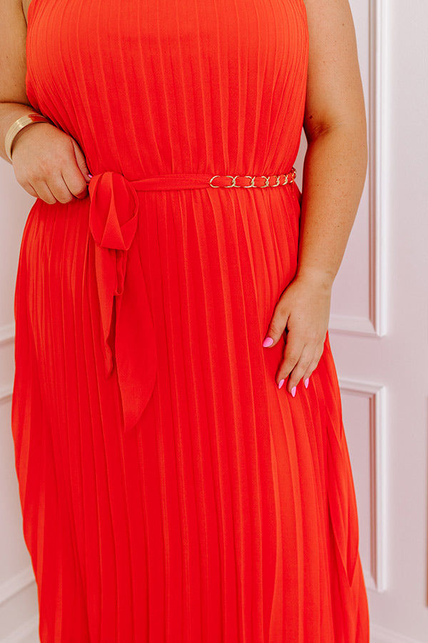 VIP Party Pleated Maxi Dress in Red Curves Image - 3