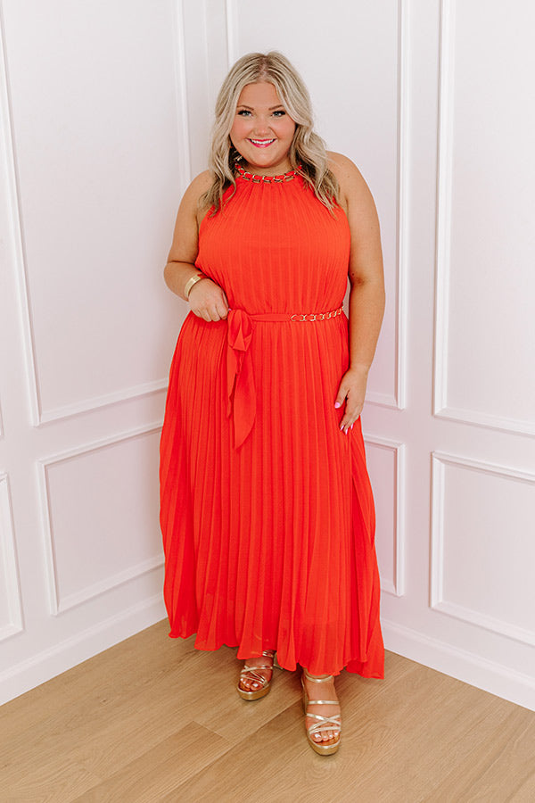 VIP Party Pleated Maxi Dress in Red Curves Image - 1