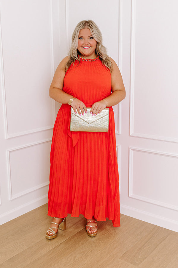 VIP Party Pleated Maxi Dress in Red Curves Image - 2