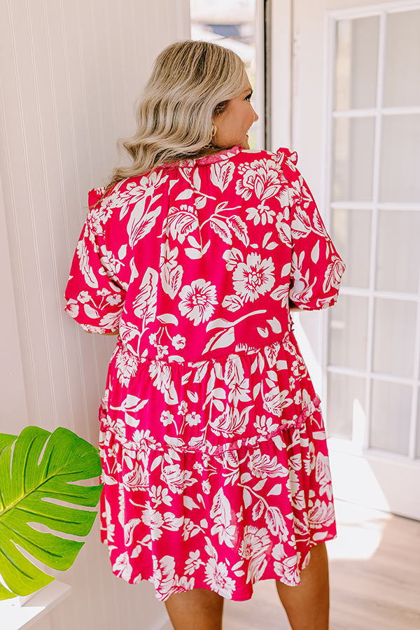Vacay Ready Floral Mini Dress in Hot Pink Curves Image - 5