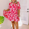Vacay Ready Floral Mini Dress in Hot Pink Curves Image - 1
