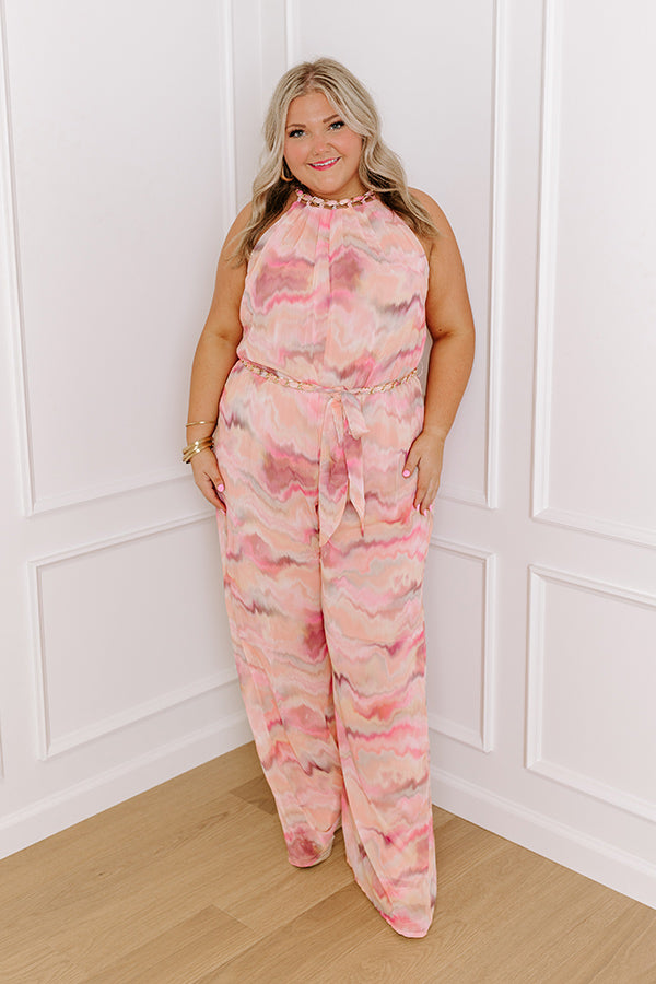 Gala Glam Watercolor Jumpsuit in Pink Curves Image - 3