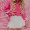 The Lana High Waist Denim Skort in Ivory Image - 1