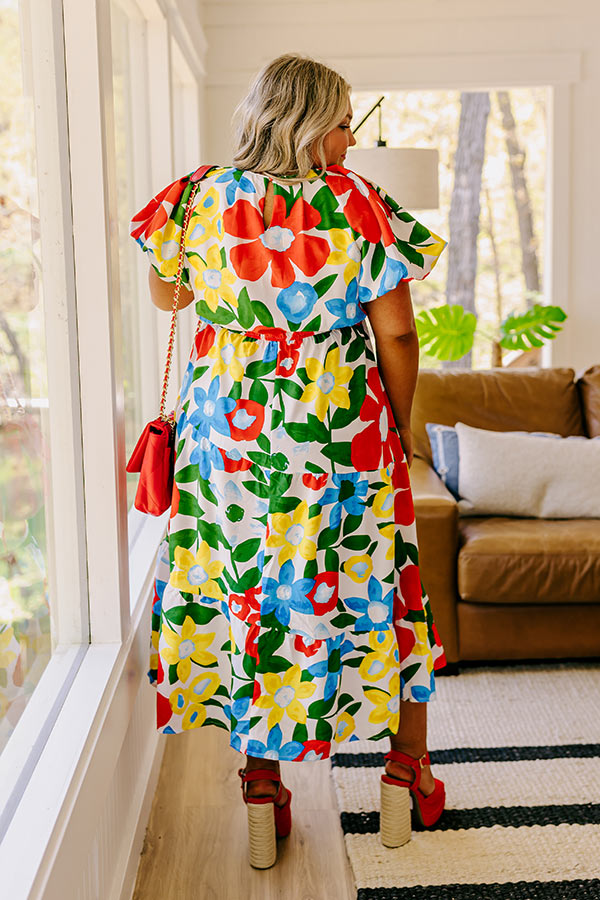 Porch Swing At Sunset Floral Midi in White Curves Image - 4