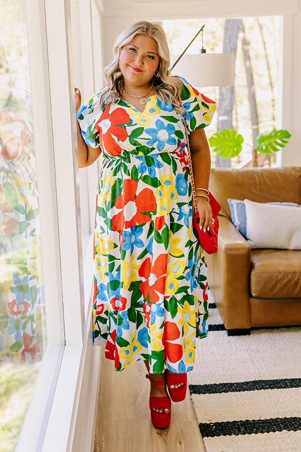 Porch Swing At Sunset Floral Midi in White Curves Image - 1