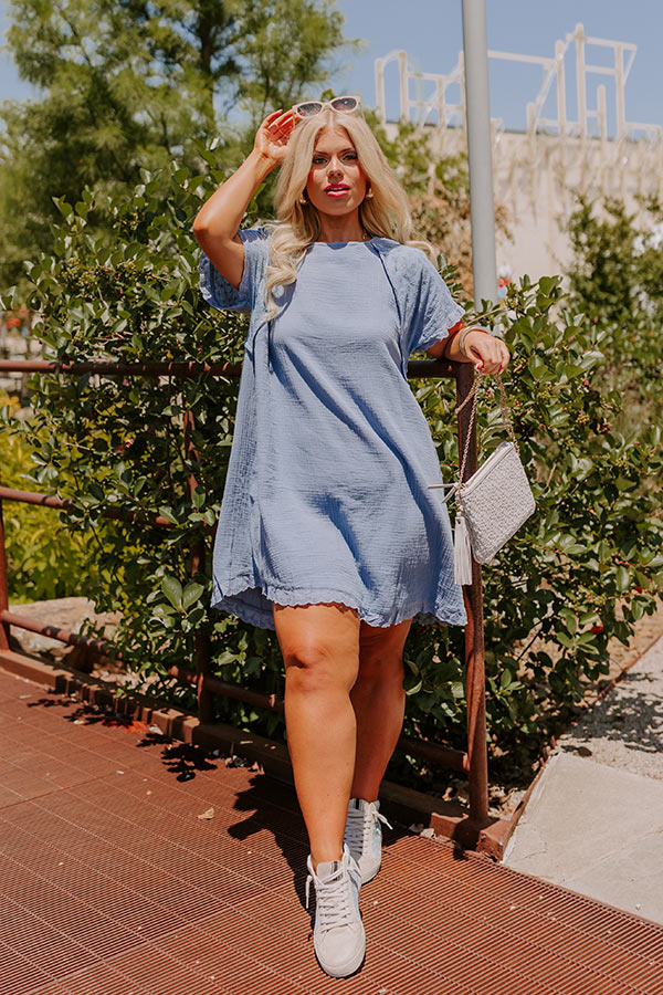 Sunday Mornings Eyelet Shift Dress in Airy Blue Curves Image - 2