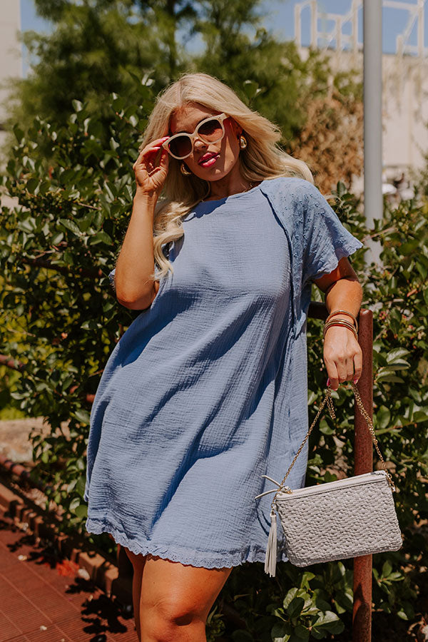 Sunday Mornings Eyelet Shift Dress in Airy Blue Curves Image - 1