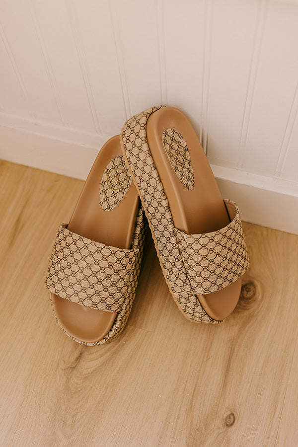 The Melanie Faux Leather Platform Sandal in Tan Image - 4