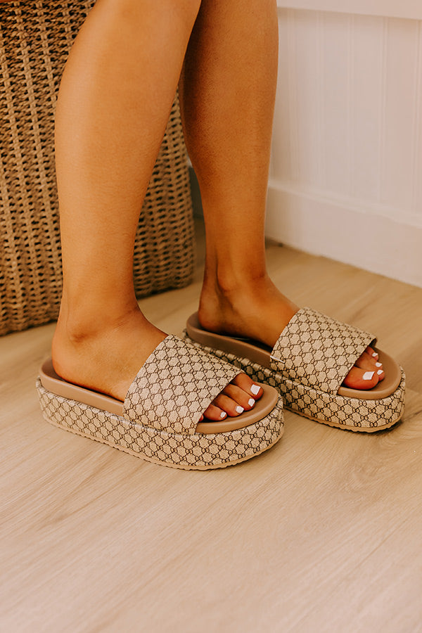 The Melanie Faux Leather Platform Sandal in Tan Image - 2