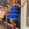 Americana Kisses Tiered Mini Dress in Royal Blue Image - 1