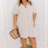 Summer Party Linen-Blend Mini Dress in Oatmeal Curves Image - 1