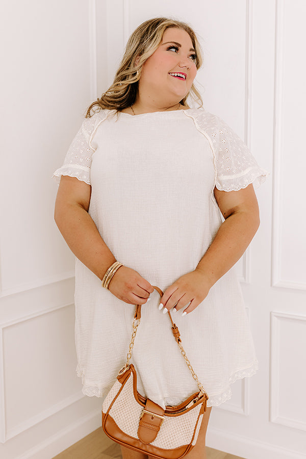 Sunday Mornings Eyelet Shift Dress in Cream Curves Image - 3