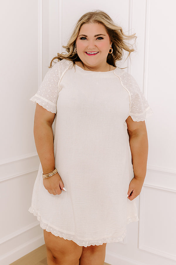 Sunday Mornings Eyelet Shift Dress in Cream Curves Image - 1