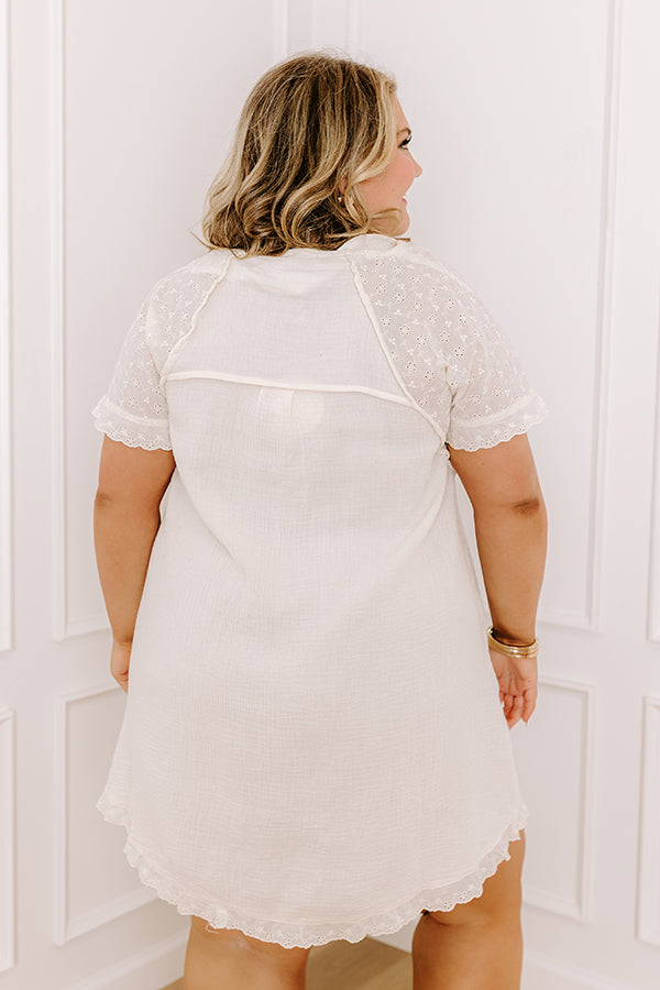 Sunday Mornings Eyelet Shift Dress in Cream Curves Image - 4