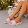 The Melanie Faux Leather Platform Sandal in Pink Image - 1