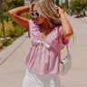Caught Crushing Linen-Blend Top in Violet Image - 1