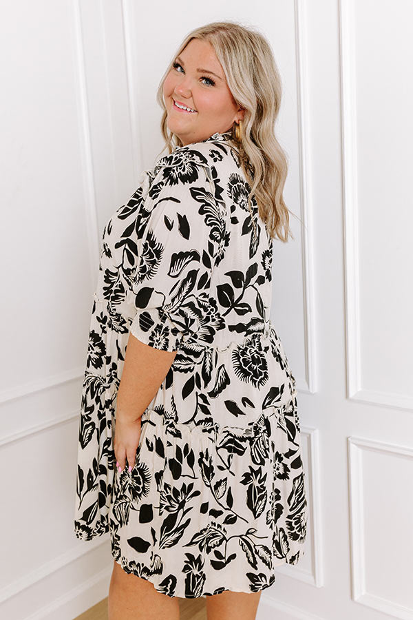 Vacay Ready Floral Mini Dress in Cream Curves Image - 5