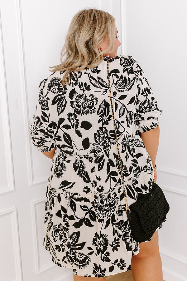 Vacay Ready Floral Mini Dress in Cream Curves Image - 4