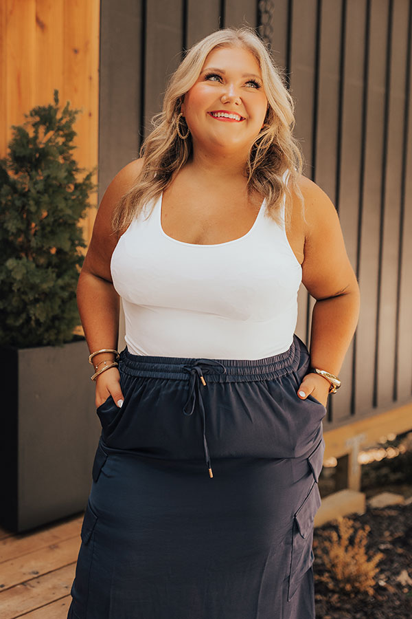 Easily Styled Seamless Tank in White Curves