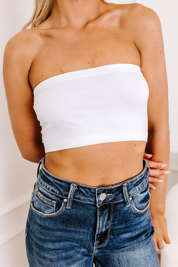 Easily Paired Seamless Bandeau Top in White Image - 3