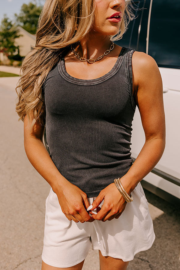 Summer Basic Ribbed Reversible Tank in Vintage Black Image - 3