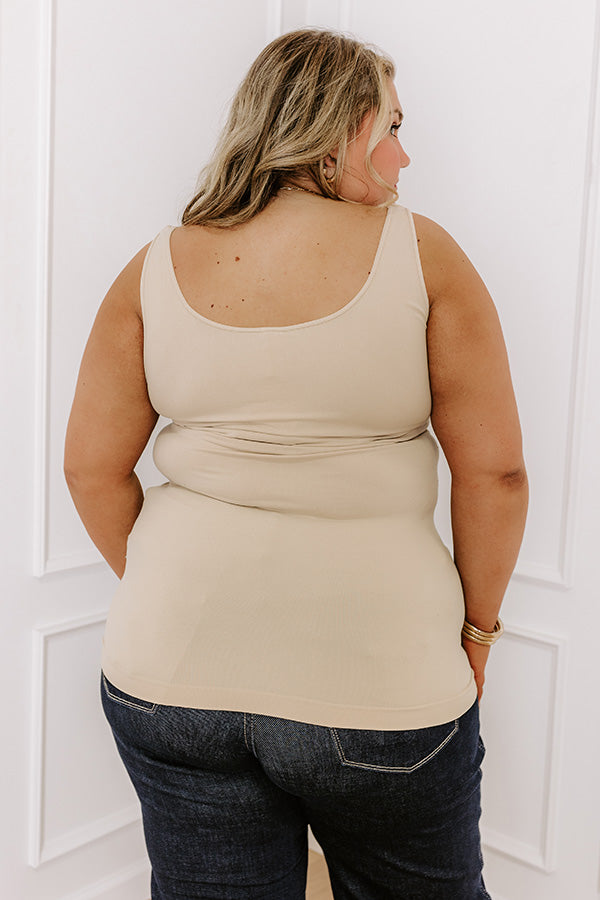 Easily Styled Seamless Tank in Beige Curves Image - 4