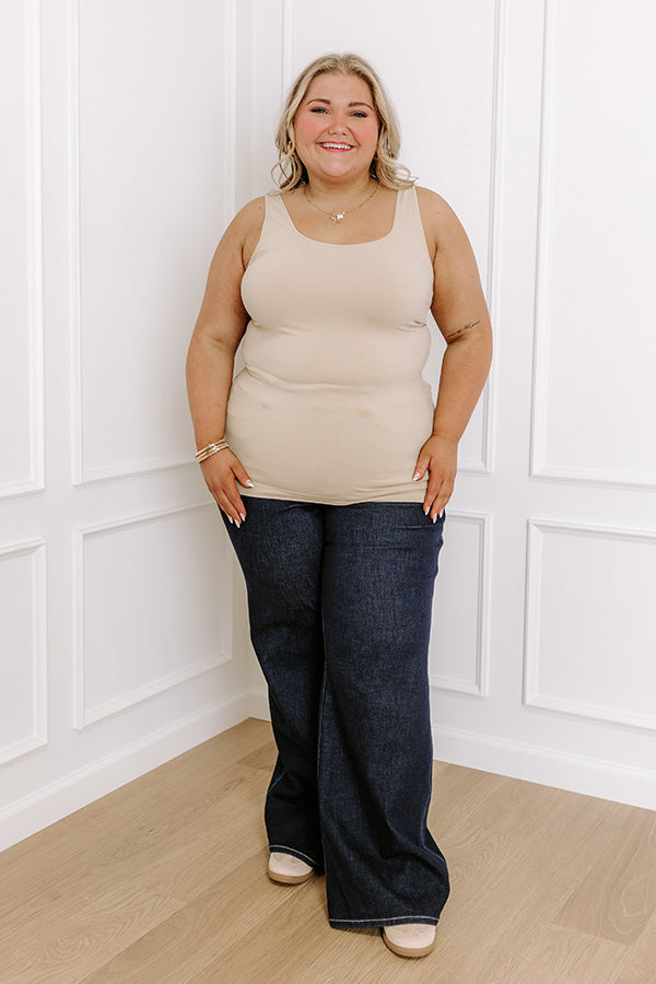 Easily Styled Seamless Tank in Beige Curves Image - 2