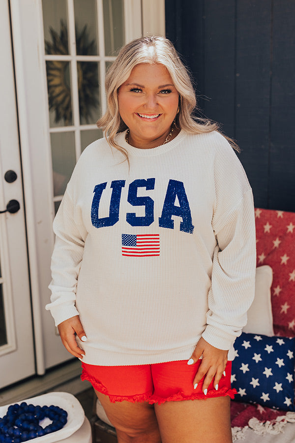 USA Ribbed Sweatshirt Curves Image - 3